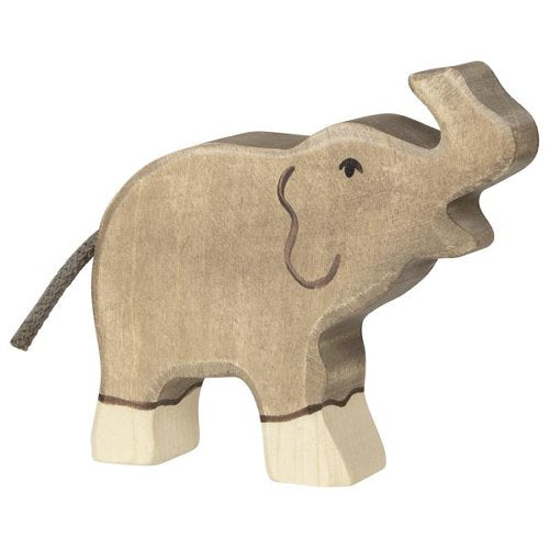 Figura in legno-Elefante piccolo proboscide in su HOLZTIGER