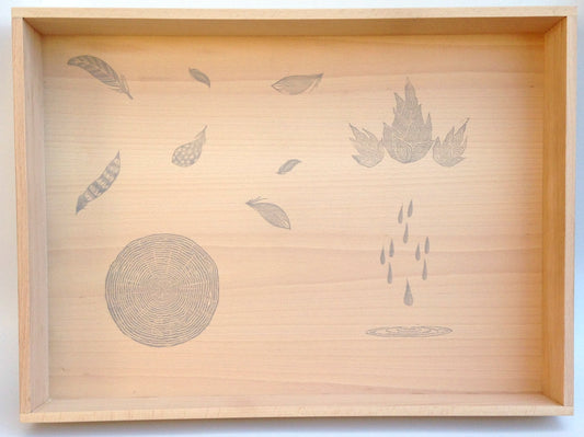 Play Box - Naturale - Legno Sostenibile - Illustrazioni 4 Elementi della Natura