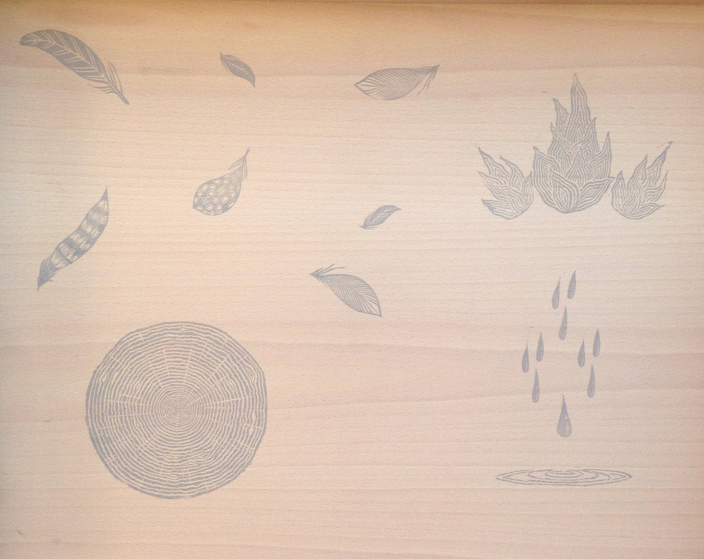 Play Box - Naturale - Legno Sostenibile - Illustrazioni 4 Elementi della Natura