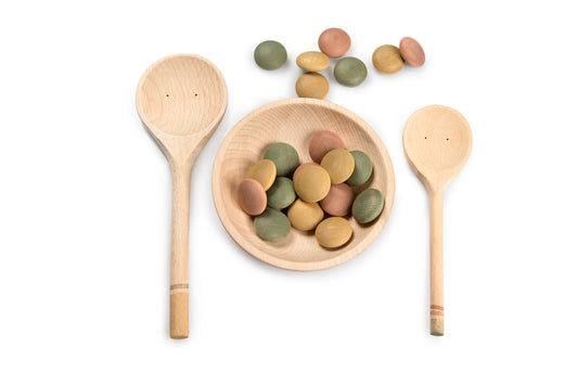 Set Cucina - Yummy Happy Place - 2 Cucchiai/1 Ciotola - 24 Pezzi - Legno Sostenibile